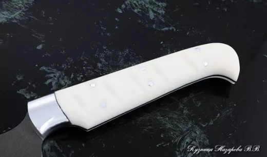 Кухонный нож Шеф № 15 сталь Х12МФ  рукоять акрил белый