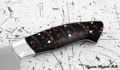 Кухонный нож Шеф № 14 сталь 95Х18 рукоять акрил коричневый