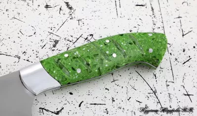 Кухонный нож Шеф № 12 сталь 95Х18 рукоять акрил зеленый