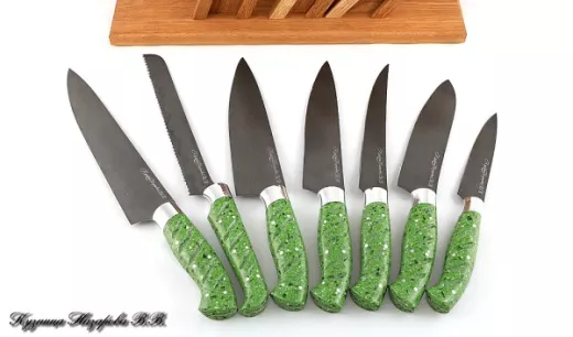 Подставка ясень большая с ножами