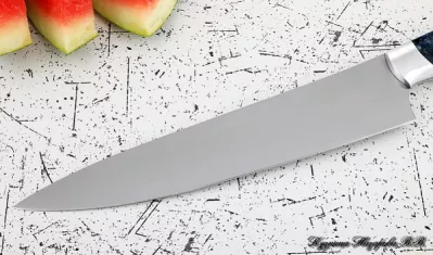 Кухонный нож Шеф № 14 сталь 95Х18 рукоять акрил синий