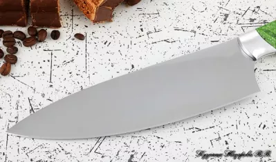 Кухонный нож Шеф № 13 сталь 95Х18 рукоять акрил зеленый