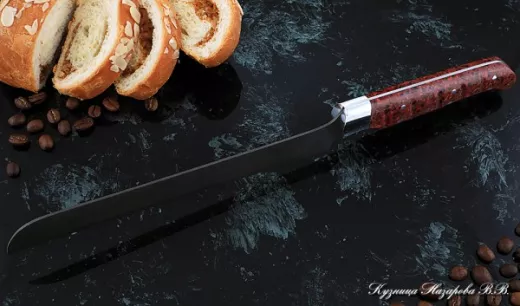 Кухонный нож Шеф № 15 сталь Х12МФ  рукоять акрил красный