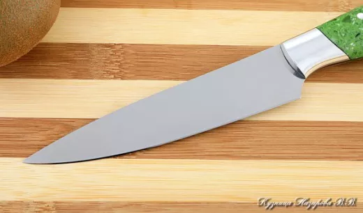 Кухонный нож Шеф № 2 сталь 95Х18 рукоять акрил зеленый