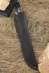 Нож Ангара дамаск полный камень, рукоять стабилизированная карельская береза коричневая