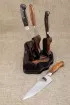 Набор из четырех ножей Шеф S390 рукоять железное дерево на подставке с откидными ложементами