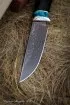 Нож Ежик дамаск ламинированный с воронением черный граб акрил зеленый