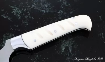 Кухонный нож Шеф № 15 сталь 95Х18  рукоять акрил белый