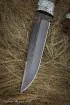 Нож Вепрь дамаск ламинированный с воронением карельская береза коричневая акрил