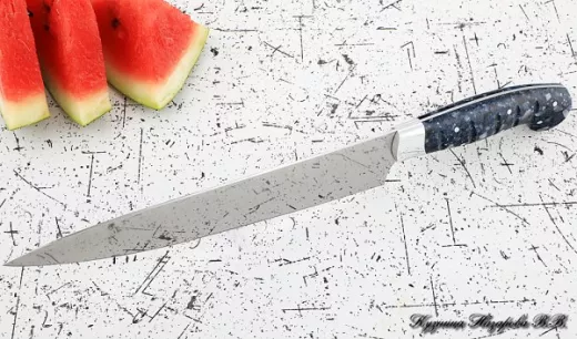 Кухонный нож Шеф № 14 сталь 95Х18 рукоять акрил синий
