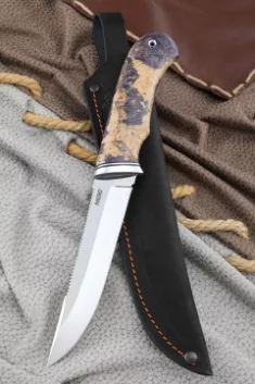 Нож "Рыбак" сталь N690, рукоять кап клена фиолетовый  