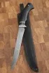 Нож Касатка большая филейный дамаск рукоять акрил коричневый черный граб