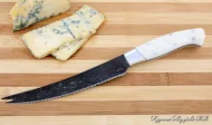 Кухонный нож Шеф № 4 сталь Х12МФ рукоять акрил белый