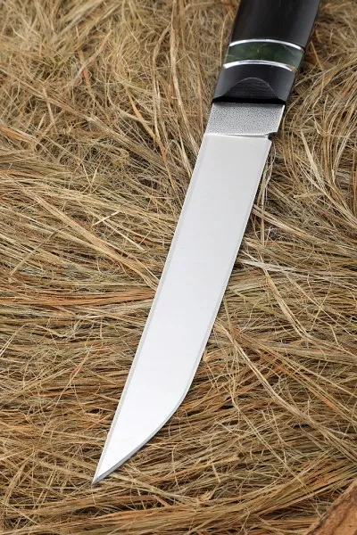 Нож Шаман Elmax рукоять G10 черная, карельская береза зеленая, черный граб