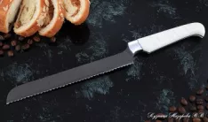 Кухонный нож Шеф № 15 сталь Х12МФ рукоять акрил белый