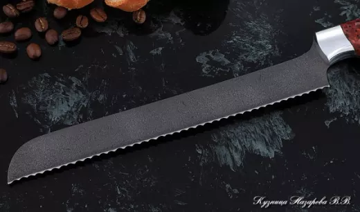 Кухонный нож Шеф № 15 сталь Х12МФ  рукоять акрил красный