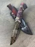 Нож Варан дамаск ламинированный с воронением, дол, рукоять березовый кап стабилизированный, мокуме-гане