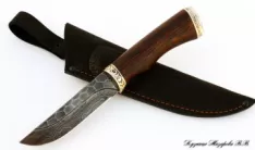 Нож Беркут дамаск камень мельхиор венге