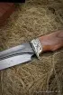 Нож Сапер дамаск долы ламинированный с воронением палисандр мельхиор