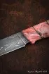 Нож Штык дамаск торцевой карельская береза красная кость мамонта на подставке