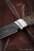 Нож Овод 2 дамаск камень карельская берёза стабилизированная коричневая акрил белый
