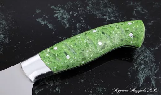 Кухонный нож Шеф № 10 сталь 95Х18 рукоять акрил зеленый
