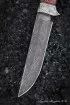 Нож Овод 2 дамаск торцевой карельская береза красная резная мельхиор