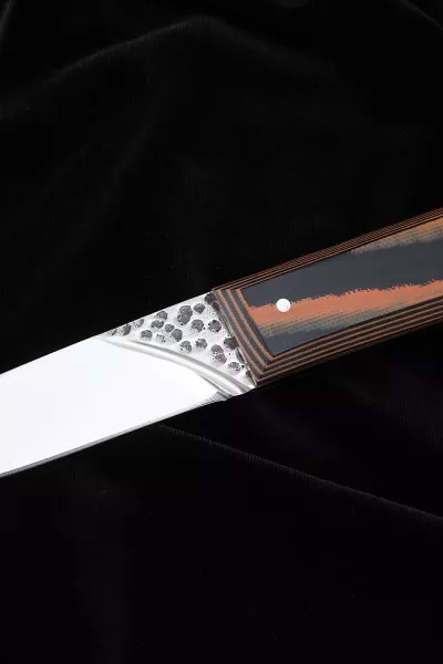 Нож №41 D2 цельнометаллический рукоять G10 чернооранжевая
