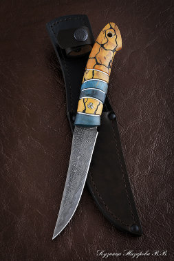 Нож Каштан дамаск ламинированный карельская береза (Sicac)
