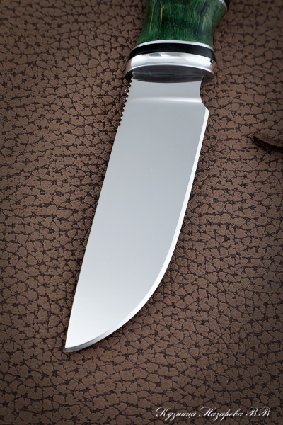 Knife Yamal 95h18 combined Karelian birch elk horn
