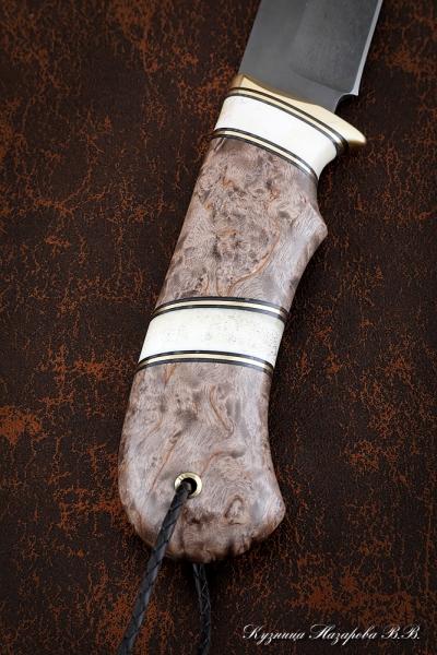 Knife Gadfly 2 H12MF Karelian birch brown elk horn brass