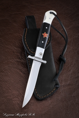 Knife Finca NKVD folding steel h12mf lining acrylic black white with a red star