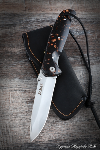 Folding knife Corvette steel Elmax handle brown acrylic