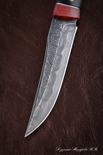 Нож Каштан дамаск ламинированный карельская береза черный граб (Sicac)