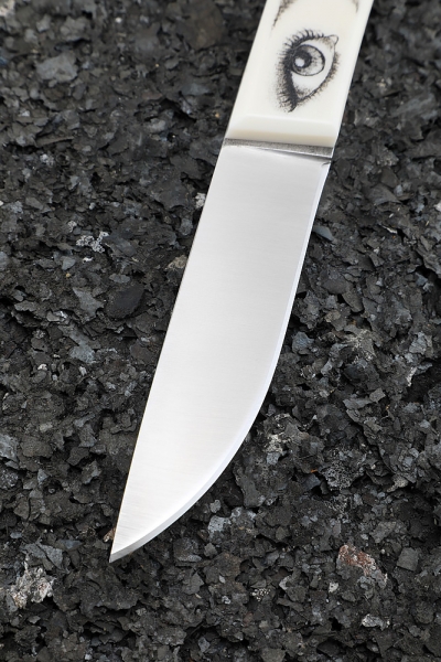 Seal knife 2 Elmax all-metal, white acrylic artistic performance 