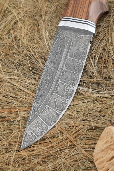 Cheetah Damascus stone knife, rosewood handle