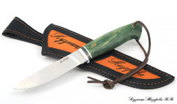 Knife Traveler steel ELMAX - satin handle Karelian birch (green)