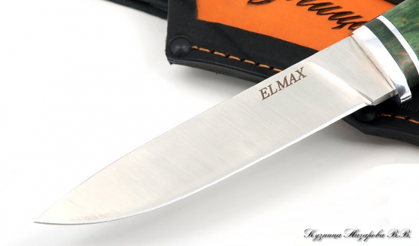 Нож Путник сталь ELMAX - сатин рукоять карельская береза (зеленая)