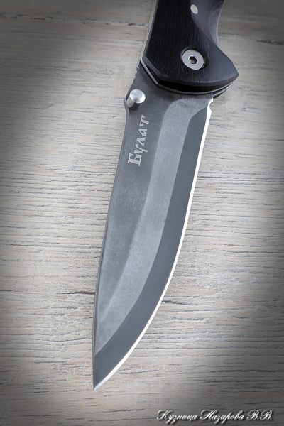 Folding knife Corvette Wootz steel handle black hornbeam