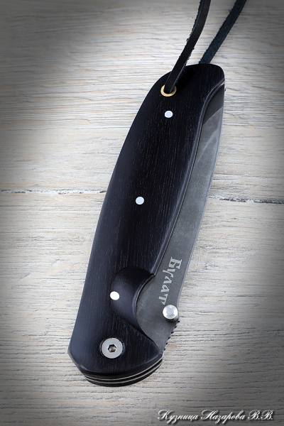 Folding knife Corvette Wootz steel handle black hornbeam