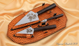A set of knives for prosphora 95h18 wenge with engraving