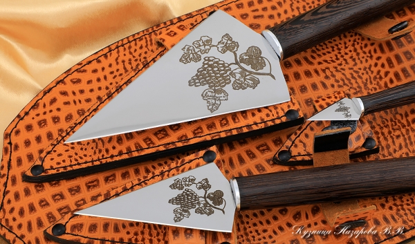 A set of knives for prosphora 95h18 wenge with engraving