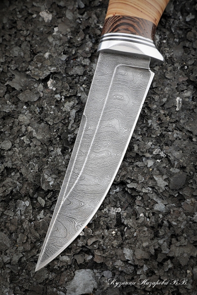 Knife Lan-2 Damascus handle birch bark