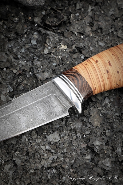 Knife Lan-2 Damascus handle birch bark