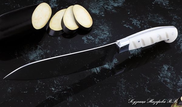 Кухонный нож Шеф № 11 сталь 95Х18 рукоять акрил белый
