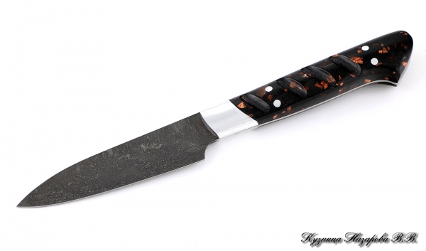Нож Шеф овощной сталь Х12МФ рукоять акрил коричневый