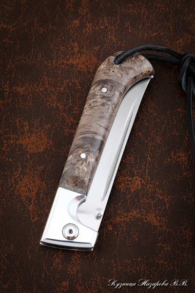 Нож складной Пчак сталь Elmax накладки карельская береза коричневая