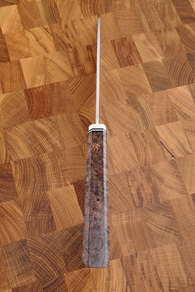 Serbian knife small forged steel 95h18 Karelian birch brown, nickel silver