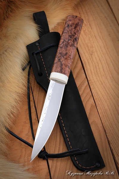 Нож Якутский 2 сталь Х12МФ кованый дол рукоять карельская береза коричневая