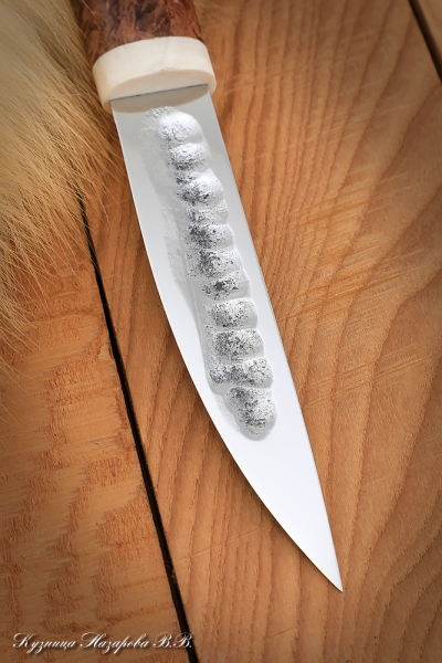 Yakut knife 2 steel H12MF forged dol handle Karelian birch brown
